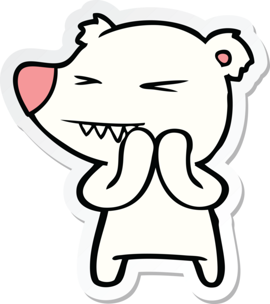 Bir insan tarafından çizilmiş kızgın bir kutup ayısının çıkartması.