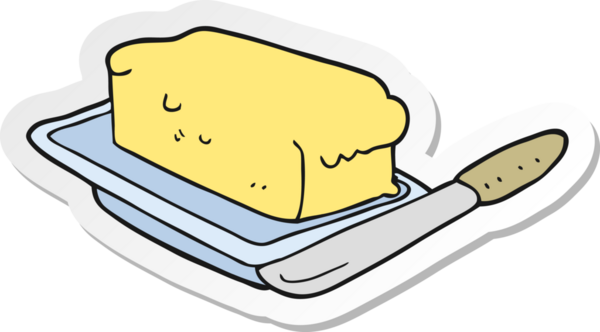 Bir insan tarafından çizilmiş karikatür tereyağı etiketi.