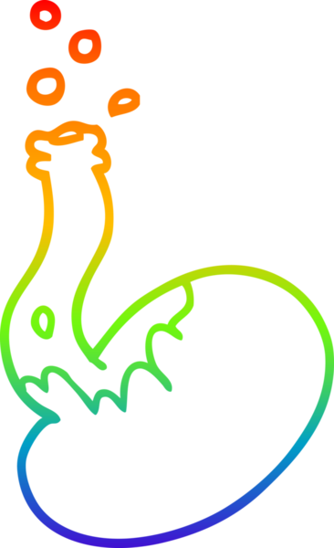 Bir insan tarafından çizilen köpüren kimyasalların gökkuşağı gradyan çizimi