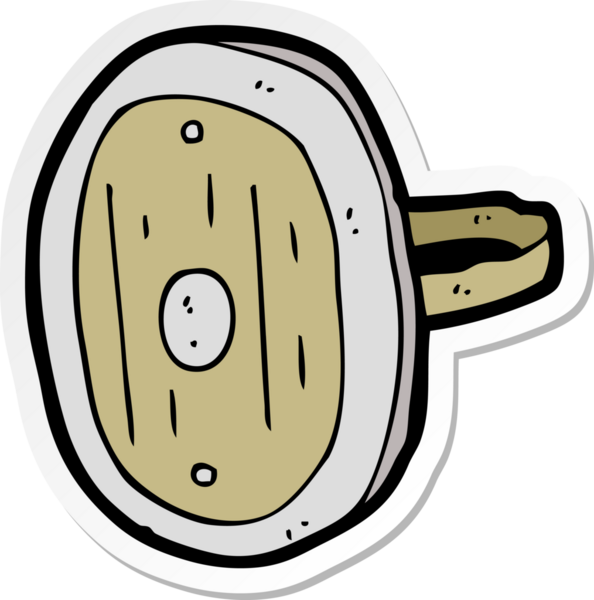 Bir insan tarafından çizilmiş bir ortaçağ kalkanının çıkartması.