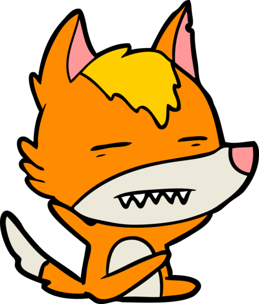 Bir insan tarafından çizilmiş tilki çizgi film karakteri