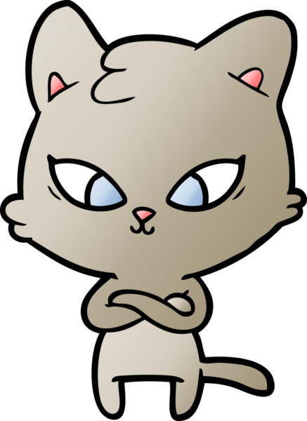 Bir insan tarafından çizilmiş sevimli çizgi film kedisi.