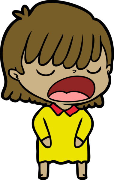 Çizgi filmdeki kadın bir insan tarafından yüksek sesle çizilmiş.