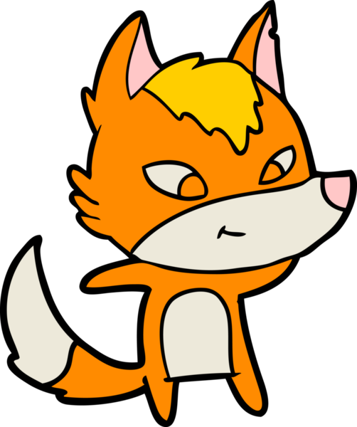 Bir insan tarafından çizilmiş tilki çizgi film karakteri