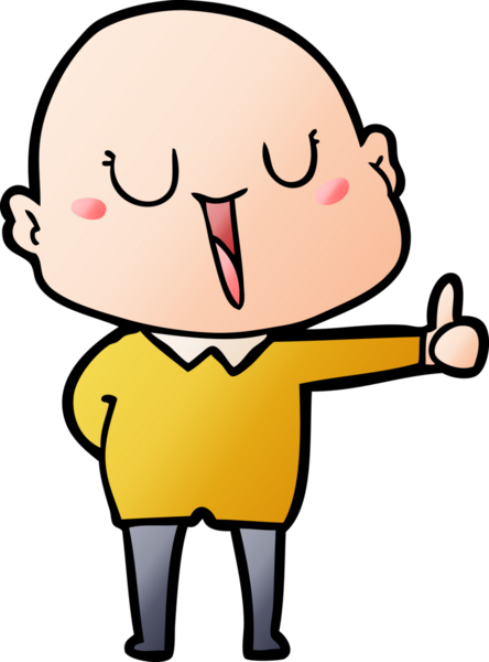 Bir insan tarafından çizilmiş mutlu, kel adam.