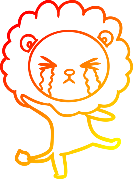 Bir insan tarafından çizilmiş, ağlayan bir aslanın çizgi çizimi.