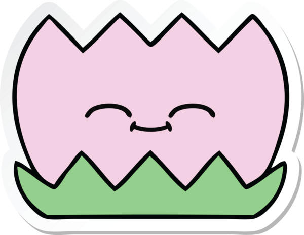 Bir insan tarafından çizilmiş şirin bir nilüfer çiçeğinin çıkartması.