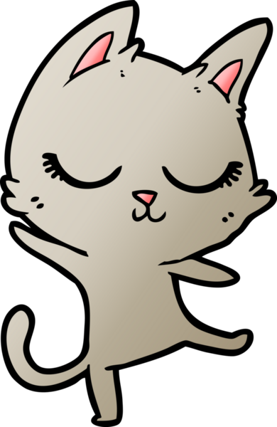 Bir insan tarafından çizilmiş sakin çizgi film kedisi.