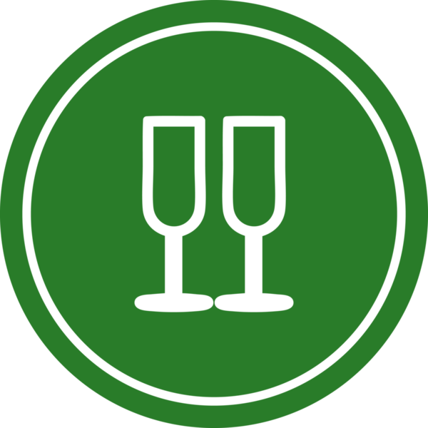 Bir insan tarafından çizilmiş şampanya bardakları yuvarlak sembol