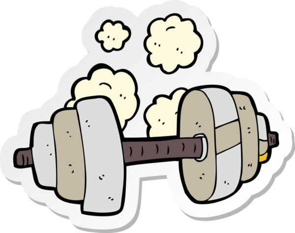 Bir insan tarafından çizilmiş bir dambıl çıkartması.