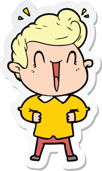 Bir insan tarafından çizilmiş heyecanlı bir adamın çıkartması.