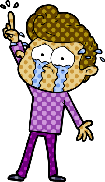 Çizgi film ağlayan adam bir insan tarafından çizilmiş bir soruyu sormaya çalışıyor.