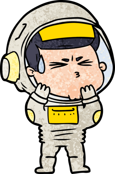 Çizgi film bir insan tarafından çizilmiş astronot.