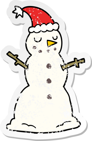 Bir insan tarafından çizilmiş bir kardan adamın sıkıntılı çıkartması.