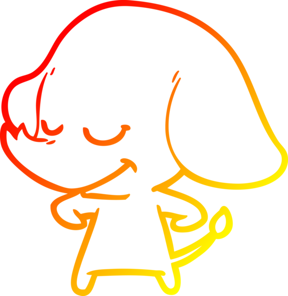 Bir insan tarafından çizilmiş gülümseyen bir filin sıcak çizgi çizimi