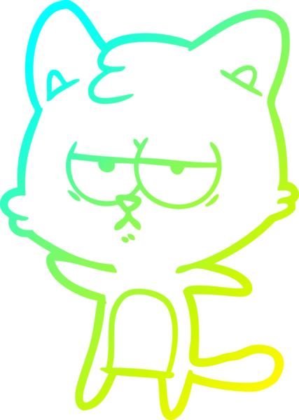 Sıkılmış çizgi film kedisinin insan tarafından çizilmiş soğuk gradyan çizgisi