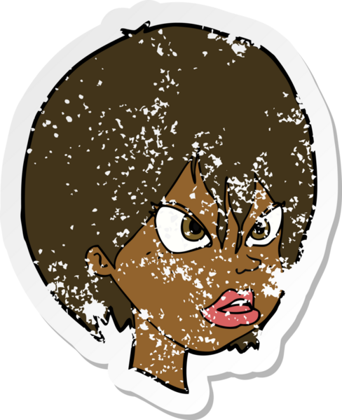 Bir insan tarafından çizilmiş kızgın bir karikatürün gerilimli çıkartması.