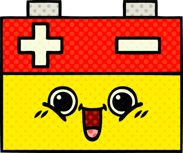 Bir insan tarafından çizilmiş bir araba aküsünün çizgi romanı.