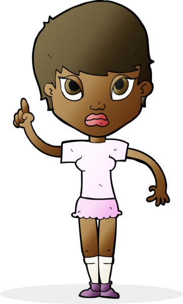 Bir insan tarafından çizilmiş bir fikri olan çizgi film kızı.