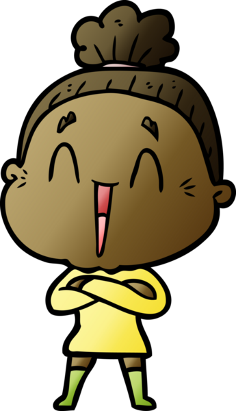 Bir insan tarafından çizilmiş mutlu yaşlı kadın çizgi filmi.