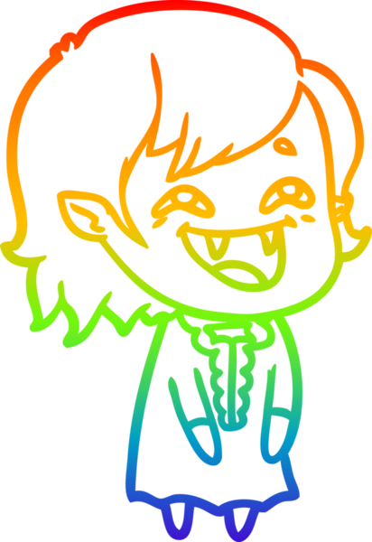 Gökkuşağı gradyan çizgi çizimi Bir insan tarafından çizilmiş gülen vampir kız çizgi filmi