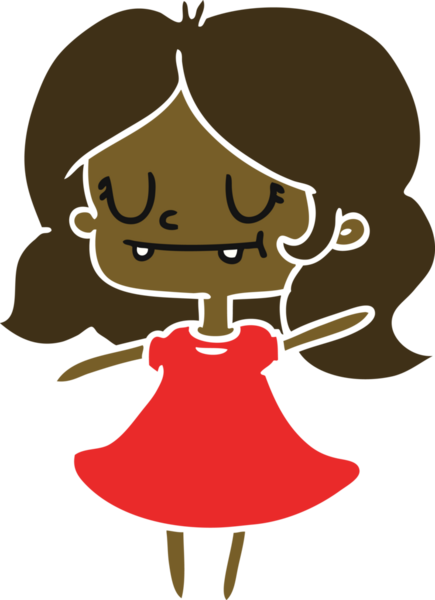 Bir insan tarafından çizilmiş tatlı bir kawai kızının serbest çizimi.