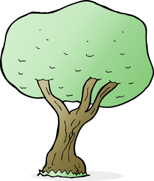 Bir insan tarafından çizilmiş çizgi film ağacı.