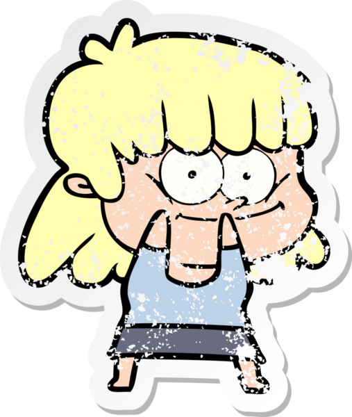 Bir insan tarafından çizilmiş gülümseyen bir karikatür çıkartması.