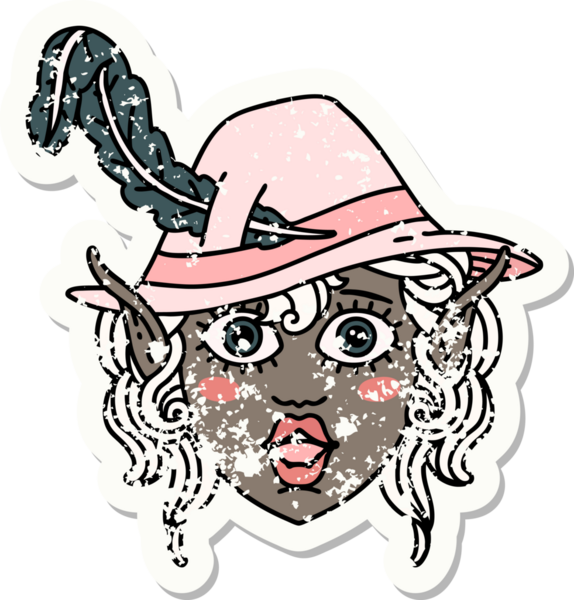 Retro Dövme Biçimi Elf karakter yüzü Bir insan tarafından çizilmiş