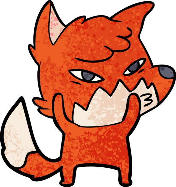 Bir insan tarafından çizilmiş akıllı çizgi film tilkisi.