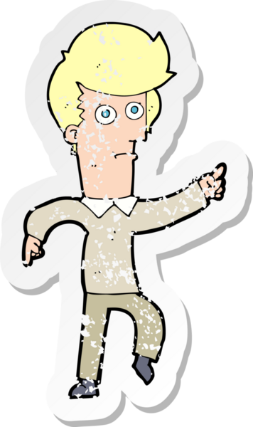 Bir insan tarafından çizilmiş karikatür adamın gerilmiş çıkartması.