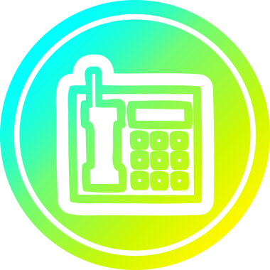 Ofis telefonu dairesel simgesi, gradyan bir insan tarafından çizilmiş.