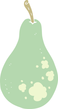 Bir insan tarafından çizilmiş armutun düz renk çizimi