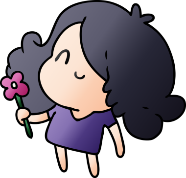 Bir insan tarafından çizilmiş sevimli bir kawai kızının gradyan çizimi.