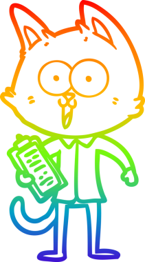 Bir insan tarafından çizilmiş gömlek ve kravat giyen komik bir çizgi film kedisinin çizimi