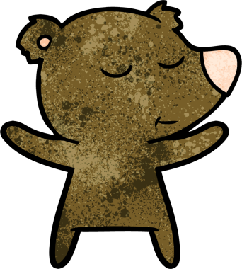 Bir insan tarafından çizilmiş mutlu çizgi film ayısı.