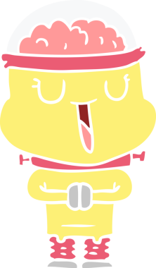 Bir insan tarafından çizilmiş mutlu düz renkli çizgi film robotu