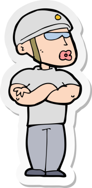 Bir insan tarafından çizilmiş çizgi film güvenlik görevlisinin çıkartması.