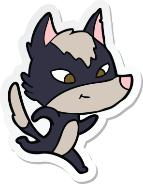 Bir insan tarafından çizilmiş dost canlısı bir kurt çizgi filminin çıkartması.