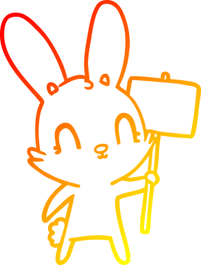 Bir insan tarafından çizilmiş bir çizgi film tavşanının sıcak çizgi çizimi