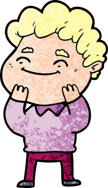 Bir insan tarafından çizilmiş çizgi film dostu bir adam.