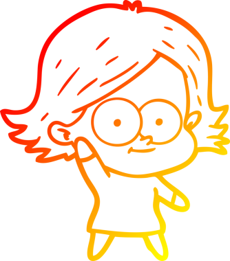 Bir insan tarafından çizilmiş mutlu bir çizgi film kızı çizimi