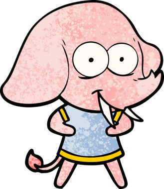 Bir insan tarafından çizilmiş mutlu bir fil.