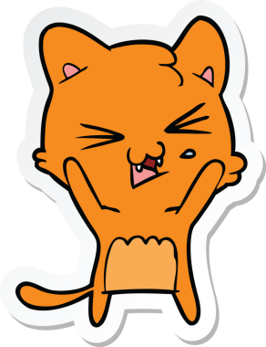 Bir insan tarafından çizilmiş, tıslayan bir kedinin çıkartması.