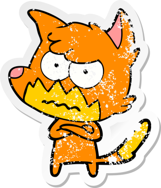 Bir insan tarafından çizilmiş, sıkıntılı bir çizgi film çıkartması.