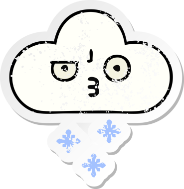 Bir insan tarafından çizilmiş tatlı bir karikatür kar bulutunun sıkıntılı çıkartması