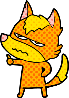 Bir insan tarafından çizilmiş kızgın tilki çizgi film karakteri