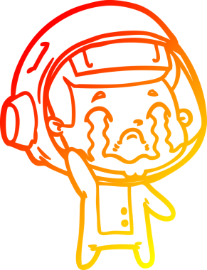 Bir insan tarafından çizilmiş, ağlayan bir astronotun sıcak çizgi çizimi