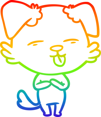 gökkuşağı gradyan çizgi çizimi bir insan tarafından çizilmiş dili dışarı çıkaran bir köpek