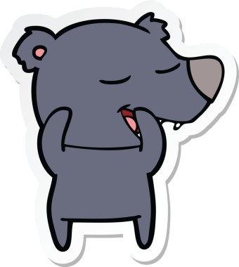 Bir insan tarafından çizilmiş çizgi film ayısının çıkartması.